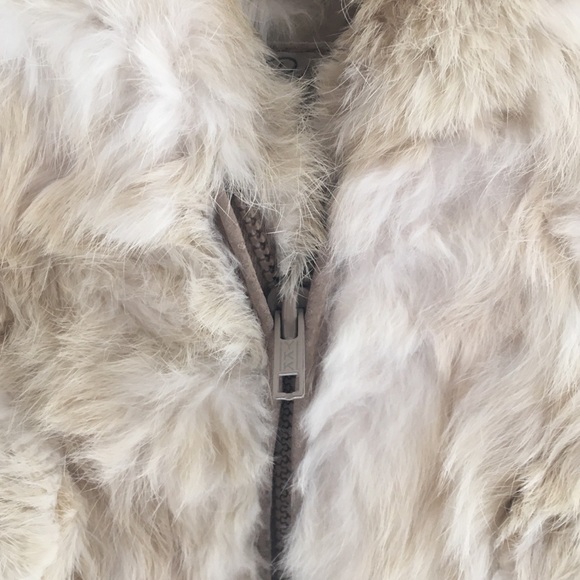 Vintage cream rabbit fur jacket with pockets - Picture 3 of 8